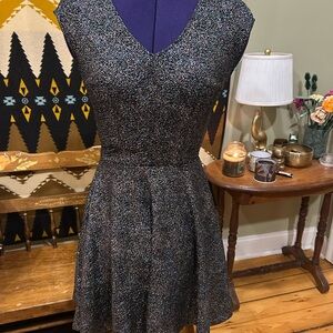 Bar III Black and Metallic Silver - Fit and Flare Party Dress